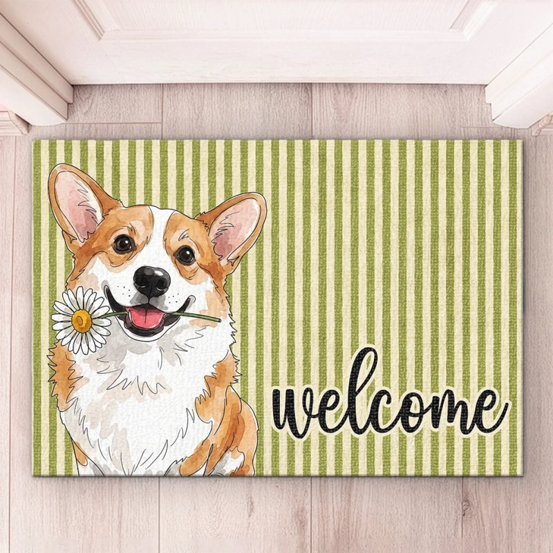 Custom Photo Home Decor Decorative Mat - Personalized Birthday Gifts For Dog Cat Lovers, Dog Dad And Mom, Cat Owners - The Paws Welcome You