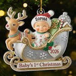Custom Acrylic Ornament - Personalized Christmas Baby Shower, Gender Reveal Gifts For New Moms, New Dads, Grandparent - Tiny Feet Big Christmas Joy