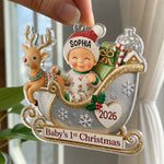 Custom Acrylic Ornament - Personalized Christmas Baby Shower, Gender Reveal Gifts For New Moms, New Dads, Grandparent - Tiny Feet Big Christmas Joy