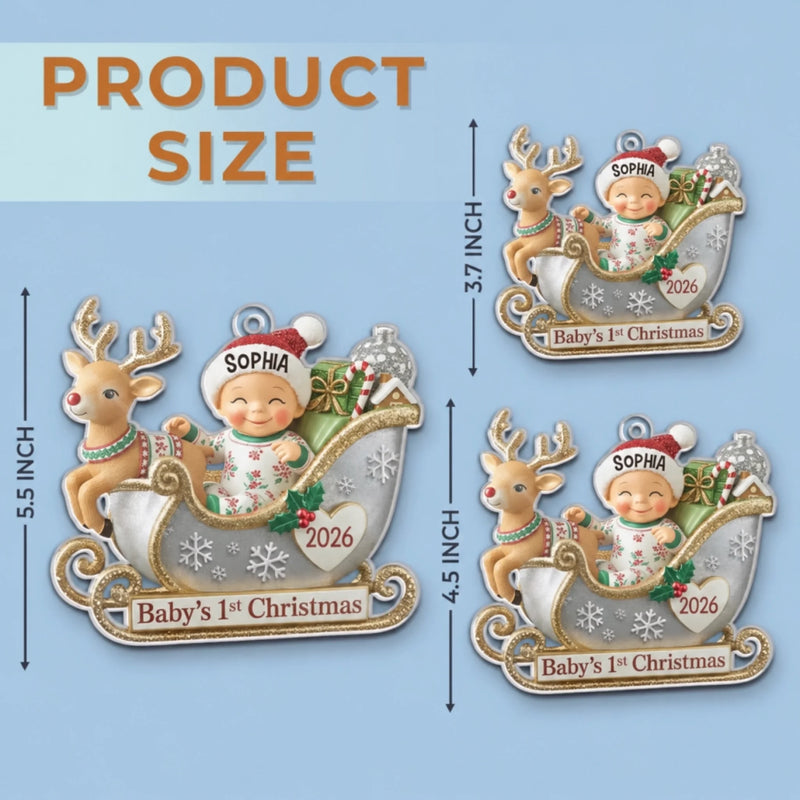 Custom Acrylic Ornament - Personalized Christmas Baby Shower, Gender Reveal Gifts For New Moms, New Dads, Grandparent - Tiny Feet Big Christmas Joy