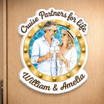 Custom Photo Cruise Ship Door Magnet - Personalized Summer Vacation And Travel Gifts For Husband, Wife, Cruise Lovers - Our Cabin, Our Happy Place