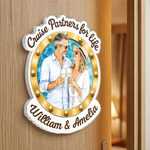 Custom Photo Cruise Ship Door Magnet - Personalized Summer Vacation And Travel Gifts For Husband, Wife, Cruise Lovers - Our Cabin, Our Happy Place
