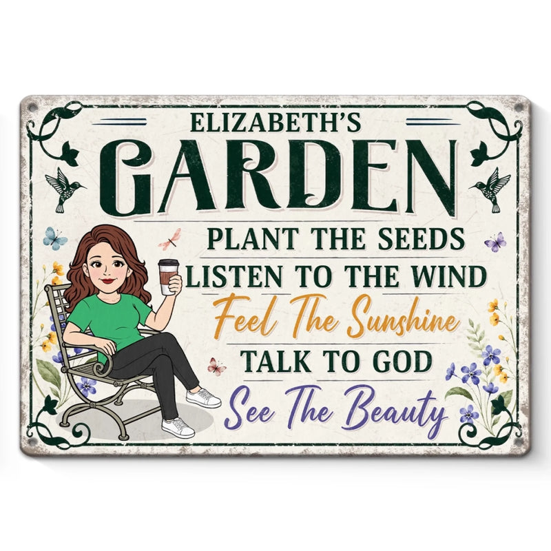 Custom Home Decor Metal Sign - Personalized  Birthday Garden Gifts For Gardeners - My Happy Place Only