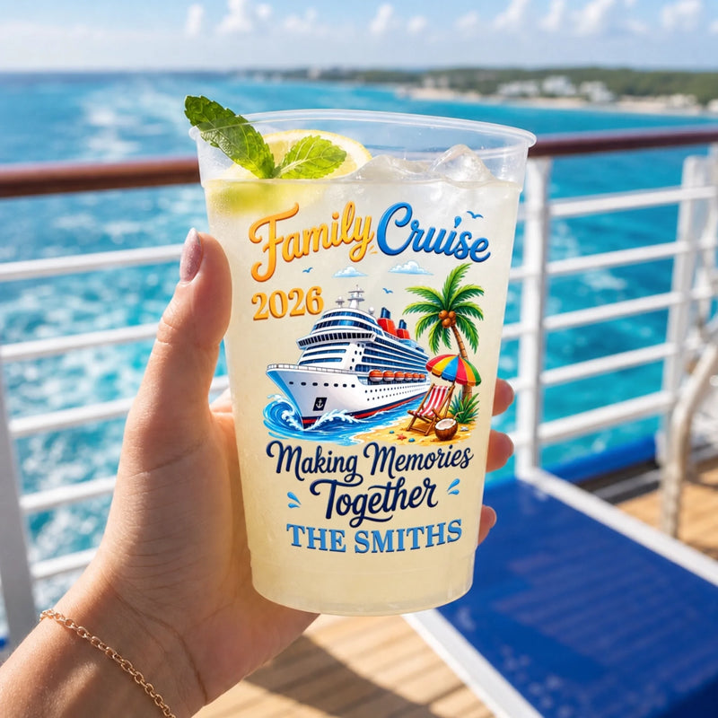 Custom Party Cups - Personalized Summer Vacation And Travel Gifts For Mom, Dad, Brother, Sister, Kids - Best Cruise Trip Ever