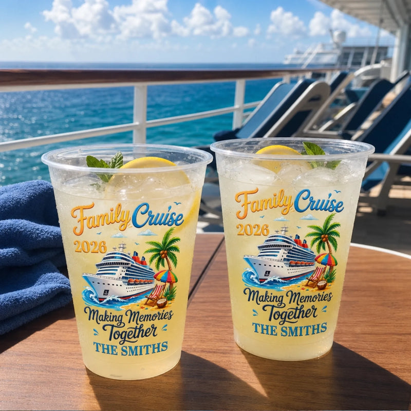 Custom Party Cups - Personalized Summer Vacation And Travel Gifts For Mom, Dad, Brother, Sister, Kids - Best Cruise Trip Ever