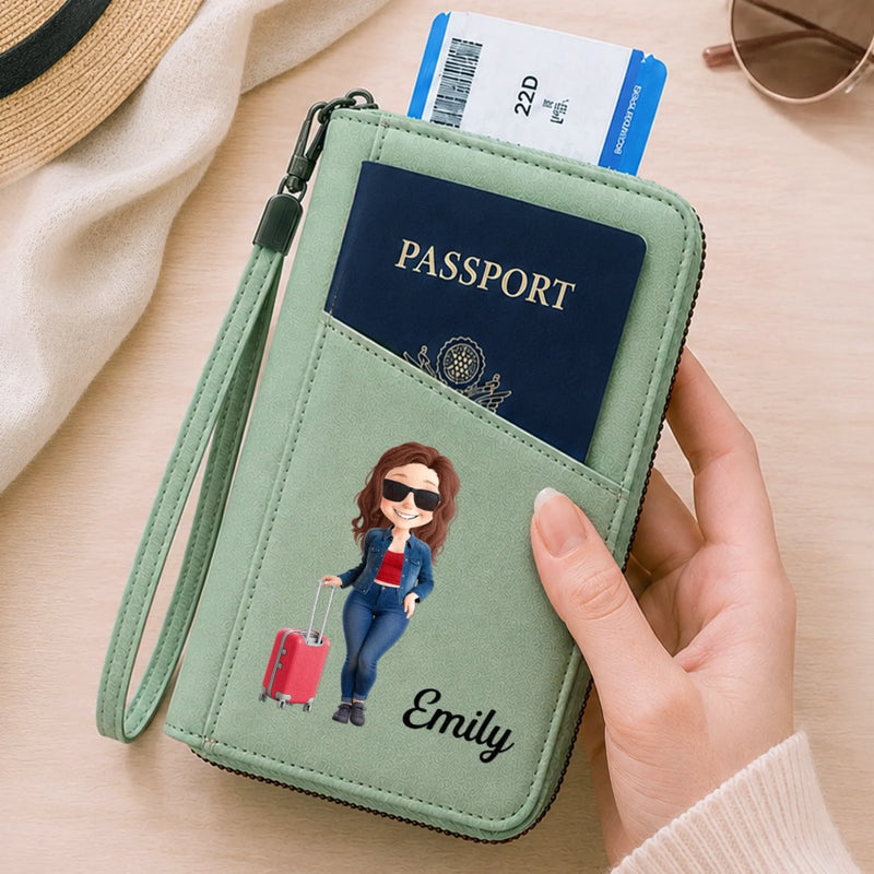 Custom Passport Holder Wallet - Personalized Summer Vacation And Travel Gifts For Women, Men - Adventure Starts Now