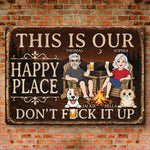 Custom Home Decor Metal Sign - Personalized  Anniversary Wedding Camping Gifts For Campers, Husband And Wife, Dog Cat Lovers - Campfires, Drinks And Furry Chaos