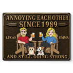 Custom Home Decor Metal Sign - Personalized  Anniversary Wedding Camping Gifts For Campers, Husband And Wife, Dog Cat Lovers - Cheers To Annoying You Forever
