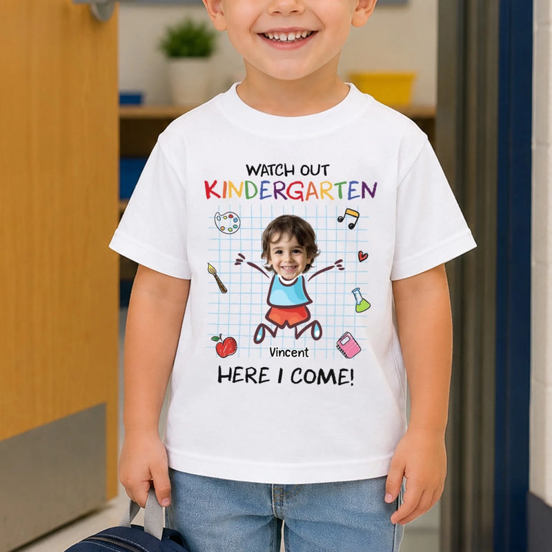 Custom Youth T-shirt - Personalized Back To School Gift For Kids - Watch Out, Kindergarten