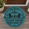 Custom Poolside Shaped Doormat - Personalized Summer Vacation And Travel Gifts For Mom, Dad, Brother, Sister, Kids - Sunshine Family Time