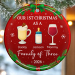 Custom Ceramic Ornament - Personalized Christmas Birthday Gifts For Mom, Dad, Kids - Our First Christmas As A Family