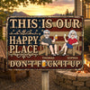 Custom Home Decor Metal Sign - Personalized Summer Vacation And Travel Gifts For Husband And Wife, Him And Her - Our Patriotic Happy Place