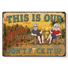 Custom Home Decor Metal Sign - Personalized Summer Vacation And Travel Gifts For Husband And Wife, Him And Her - Sunshine, Cold Drinks, Happy Us