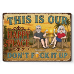 Custom Home Decor Metal Sign - Personalized Summer Vacation And Travel Gifts For Husband And Wife, Him And Her - Sunshine, Cold Drinks, Happy Us