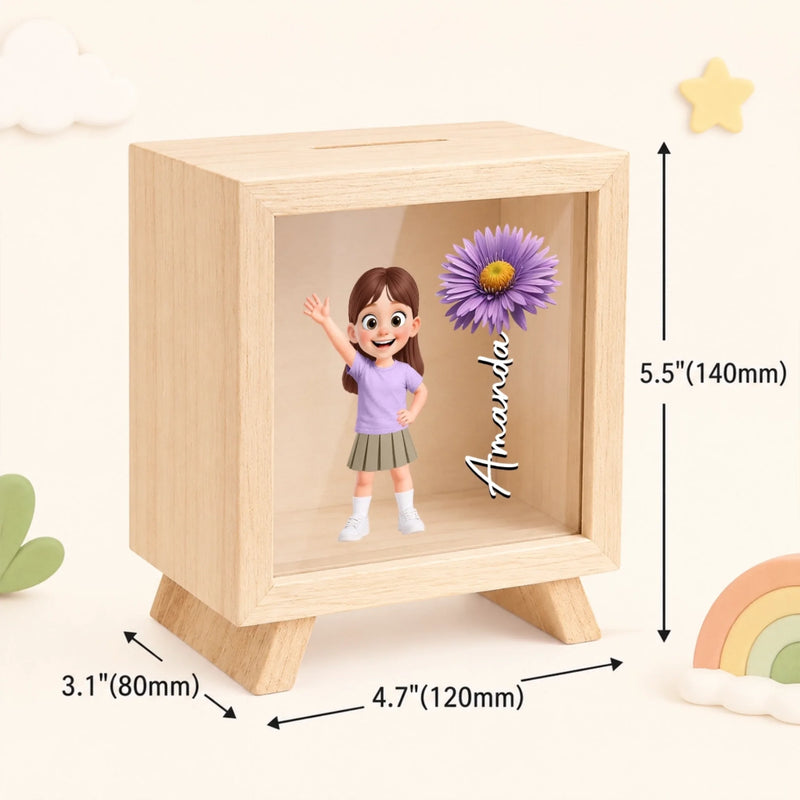 Custom Wooden Piggy Bank - Personalized Birthday Gifts For Son , Daughter - Saving Starts Young
