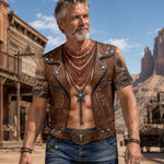 Custom Cowboy Warrior T-shirt - Personalized Halloween Costume Birthday Gifts For Husband, Son, Grandson, Yourself - Cowboy Six Pack