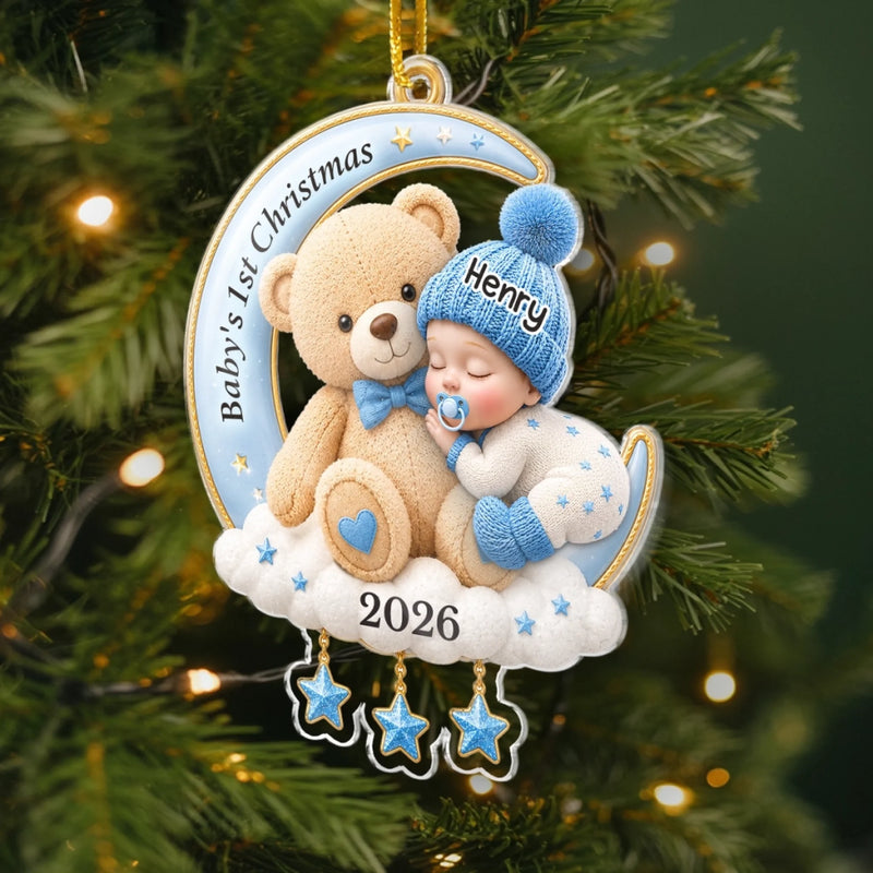 Custom First Christmas Acrylic Ornament - Personalized Christmas Baby Shower, Gender Reveal Gifts For New Moms, New Dads, New Parents - Welcome Little One