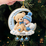 Custom First Christmas Acrylic Ornament - Personalized Christmas Baby Shower, Gender Reveal Gifts For New Moms, New Dads, New Parents - Welcome Little One