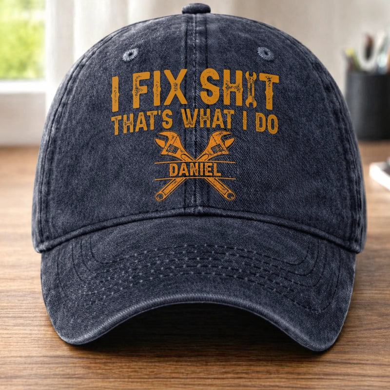 Custom Mechanic Cap -  Personalized Birthday Gifts For Husband, Son, Grandson, Yourself - Built By Hand