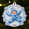 Custom First Christmas Acrylic Ornament - Personalized Christmas Baby Shower, Gender Reveal Gifts For New Moms, New Dads, New Parents - Little Miracle Big Love