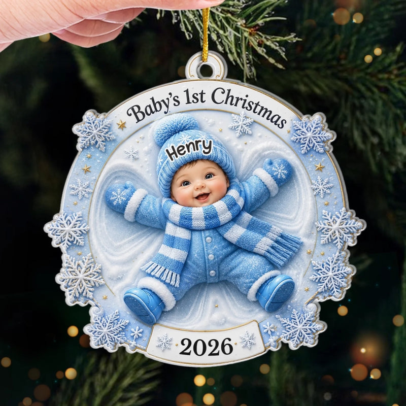 Custom First Christmas Acrylic Ornament - Personalized Christmas Baby Shower, Gender Reveal Gifts For New Moms, New Dads, New Parents - Little Miracle Big Love