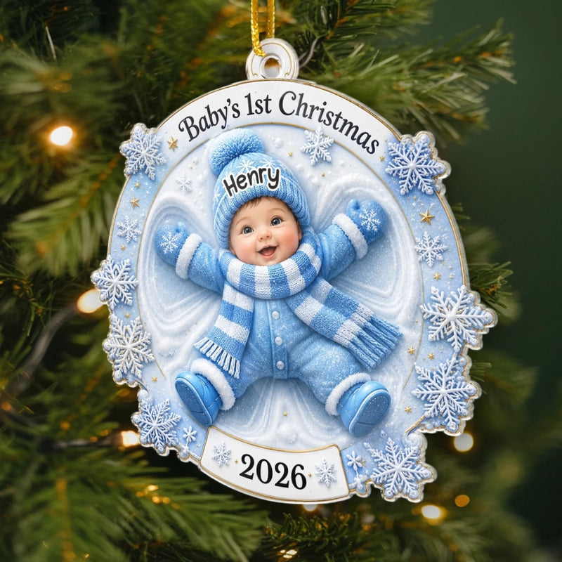 Custom First Christmas Acrylic Ornament - Personalized Christmas Baby Shower, Gender Reveal Gifts For New Moms, New Dads, New Parents - Little Miracle Big Love