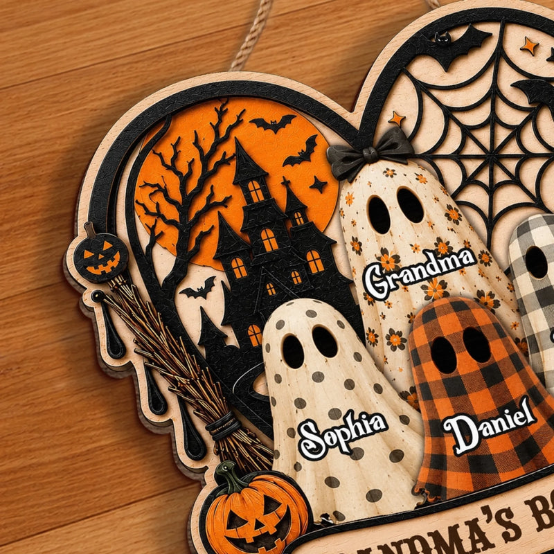 Custom Wood Sign - Personalized Halloween Birthday Gifts For Mom, Grandma - My Favorite Little Boos