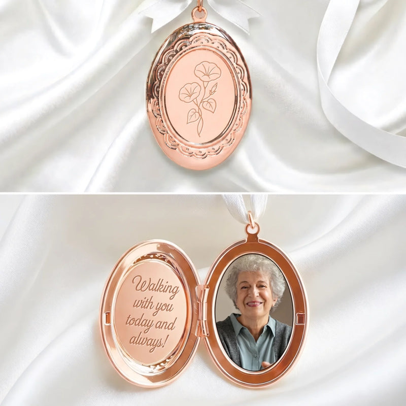Custom Photo Locket Bouquet Charm – Personalized Personalized Memorial Sympathy Gifts For Brides - Walk Down The Aisle Together