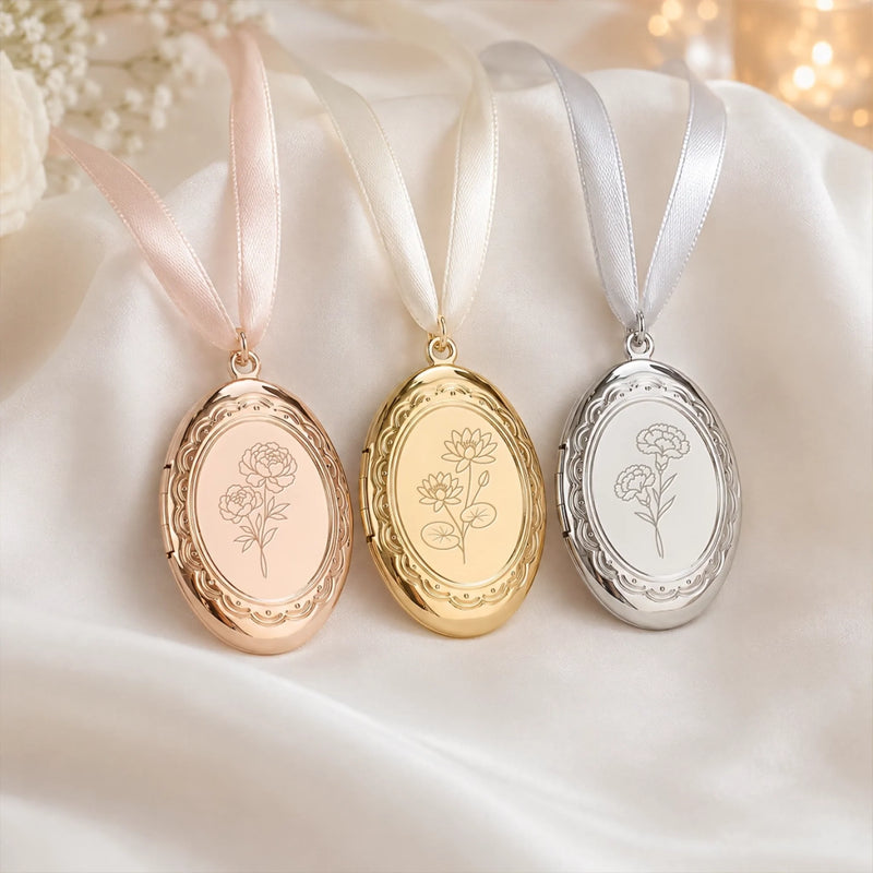 Custom Photo Locket Bouquet Charm – Personalized Personalized Memorial Sympathy Gifts For Brides - Walk Down The Aisle Together