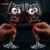 Custom Stemmed Wine Glass - Personalized Anniversary Wedding Gifts For Husband And Wife, Him And Her - Together, No Escape