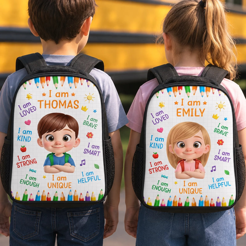 Custom Kids Front Printed Backpack - Personalized Back To School Gifts For Kids - I Am Strong