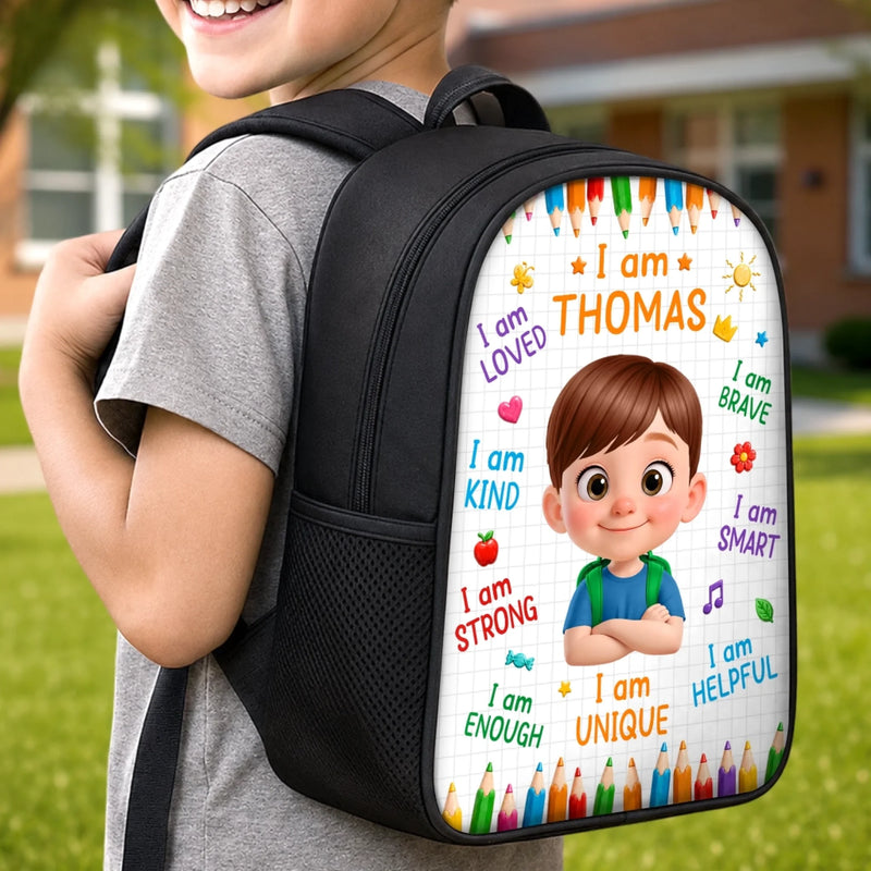 Custom Kids Front Printed Backpack - Personalized Back To School Gifts For Kids - I Am Strong