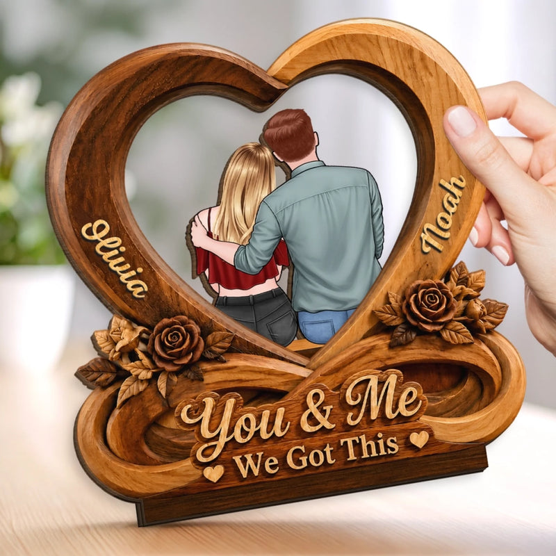 Custom 2-Layered Wooden Plaque - Personalized Anniversary Wedding Gifts For Husband And Wife, Him And Her - You & Me, Always