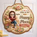 Custom Wood Sign - Personalized Bookish Gifts For Book Lovers, Bookworms, Readers - Welcome To My Happy Place