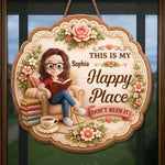 Custom Wood Sign - Personalized Bookish Gifts For Book Lovers, Bookworms, Readers - Welcome To My Happy Place