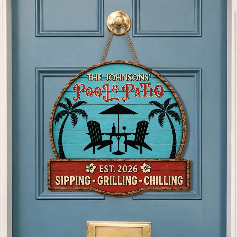 Custom Poolside Wood Sign - Personalized Summer Vacation And Travel Gifts For Mom, Dad, Brother, Sister, Kids - Paradise Found Here