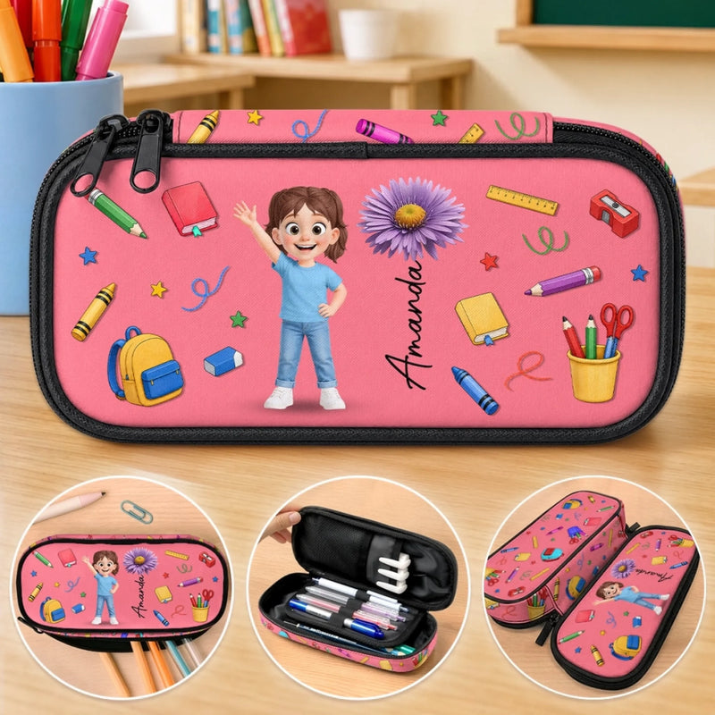 Custom Kids Pencil Canvas Case - Personalized Back To School Gifts For Kids - Color My Day