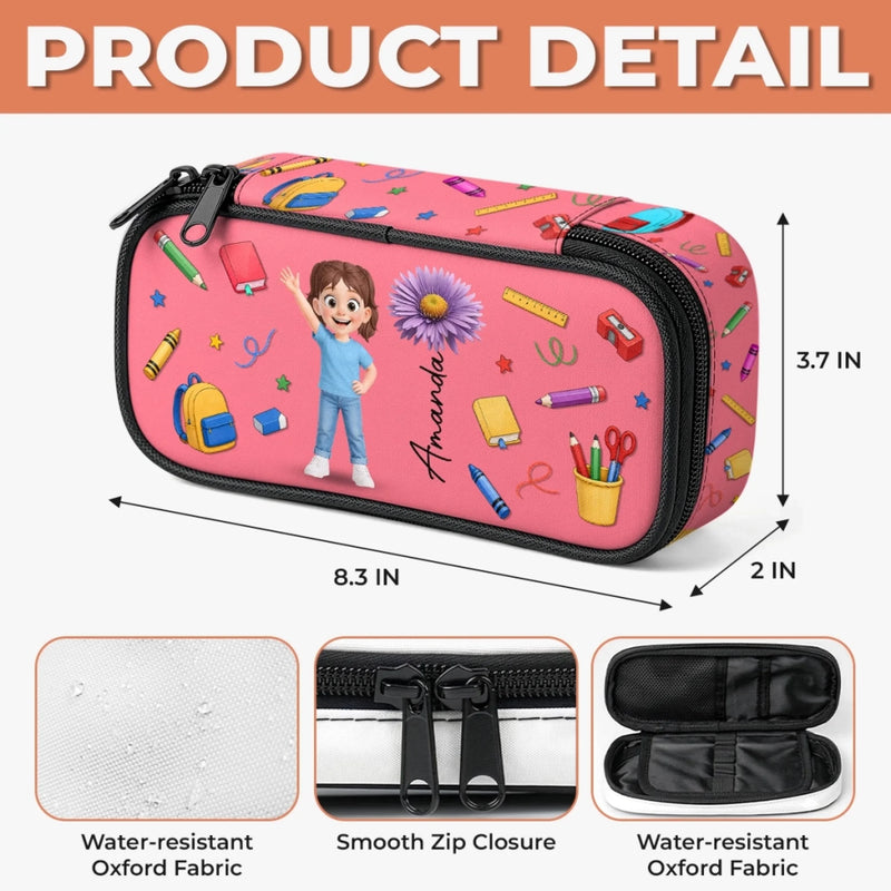 Custom Kids Pencil Canvas Case - Personalized Back To School Gifts For Kids - Color My Day