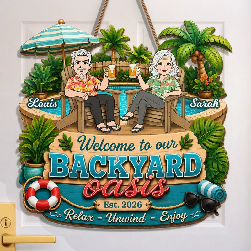 Custom Wood Sign - Personalized Summer Vacation And Travel Gifts Husband And Wife, Him And Her - Making Waves Together