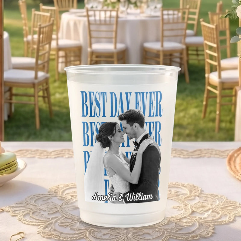 Custom Photo Party Cups - Personalized Anniversary Wedding Gifts For Husband And Wife, Him And Her - Toasting To Forever With You