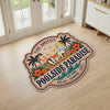 Custom Poolside Shaped Doormat - Personalized Summer Vacation And Travel Gifts For Husband And Wife, Him And Her - Our Happy Place By The Pool