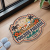 Custom Poolside Shaped Doormat - Personalized Summer Vacation And Travel Gifts For Husband And Wife, Him And Her - Our Happy Place By The Pool