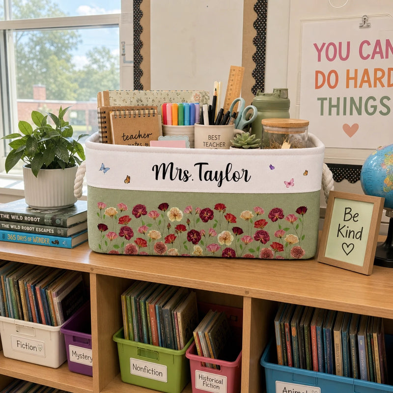 Custom Storage Basket - Personalized Birthday Gifts For Wife, Daughter, Besties, Sisters, Granddaughter, Grandma, Mom, Yourself - Uniquely Hers, Beautifully Blooming