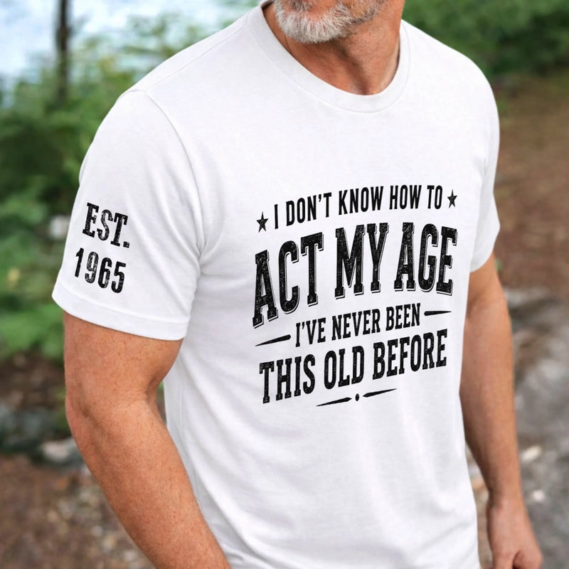 Custom Unisex T-Shirt With Design On Sleeve - Personalized Birthday Gifts For Husband, Son, Grandson, Brother, Grandpa, Dad, Yourself - Built Different