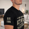 Custom Unisex T-Shirt With Design On Sleeve - Personalized Birthday Gifts For Husband, Son, Grandson, Brother, Grandpa, Dad, Yourself - Built Different