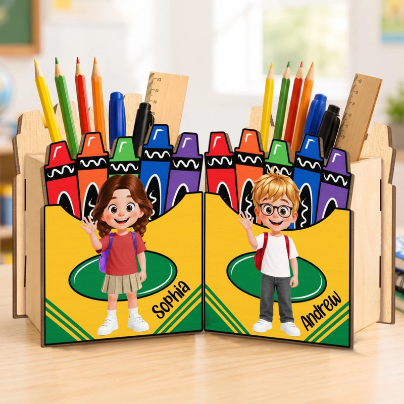Custom Kids Wooden Pencil Holder - Personalized Back To School Gifts For Kids - Ready To Shine