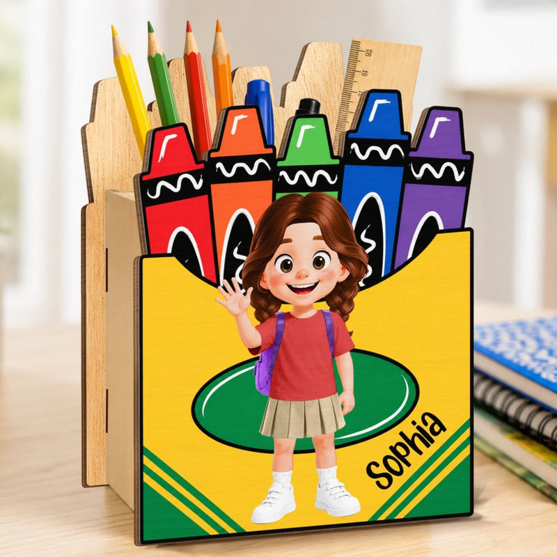 Custom Kids Wooden Pencil Holder - Personalized Back To School Gifts For Kids - Ready To Shine