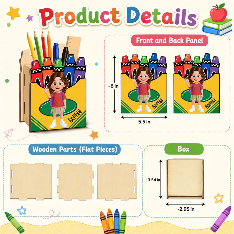 Custom Kids Wooden Pencil Holder - Personalized Back To School Gifts For Kids - Ready To Shine