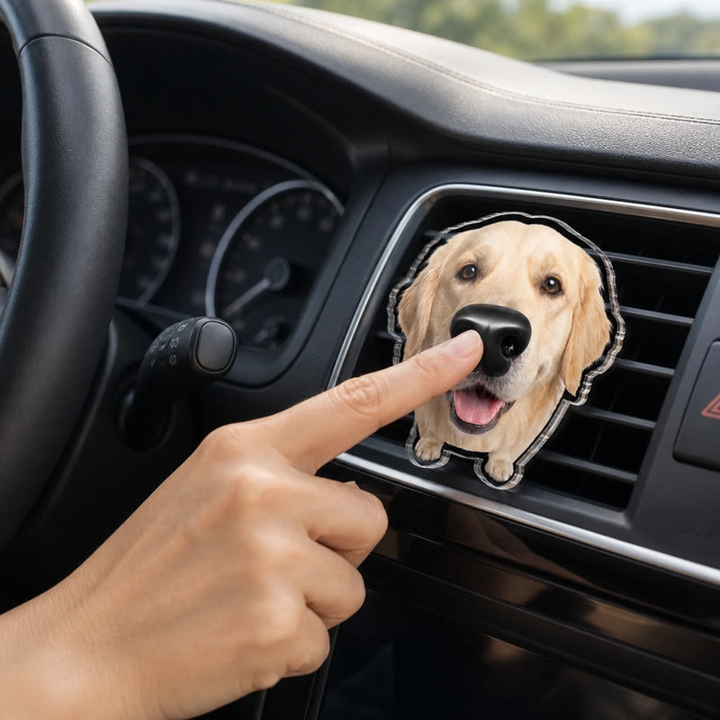 Custom Photo Squishy Nose Car Vent Clip – Personalized Birthday Gifts For Dog Lovers, Dog Dad And Mom - Happiness Is A Wagging Nose