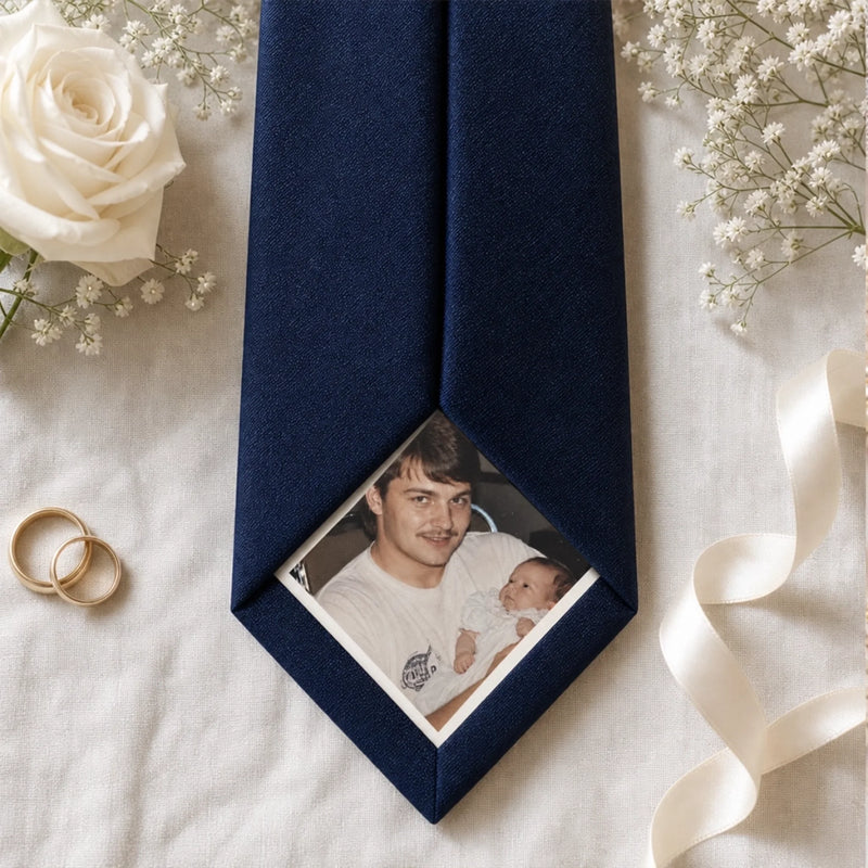 Custom Photo Tie Patch – Personalized Wedding  Gifts For Dad, Grandpa, Father Of The Bride, Father Of The Groom - Always By Your Side, Dad